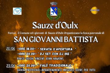 Locandina con falò sullo sfondo e con tutto il programma dei festeggiamenti per San Giovanni Battista