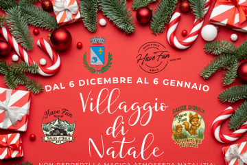 Locandina dell'evento: "Villaggio di Natale" che si terrà dal 06 dicembre al 06 gennaio presso l'Adventure Village