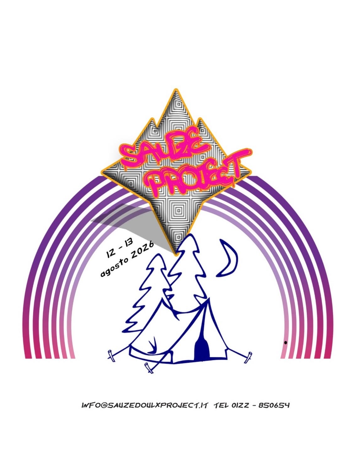 Locandina con tenda e logo Sauze Project
